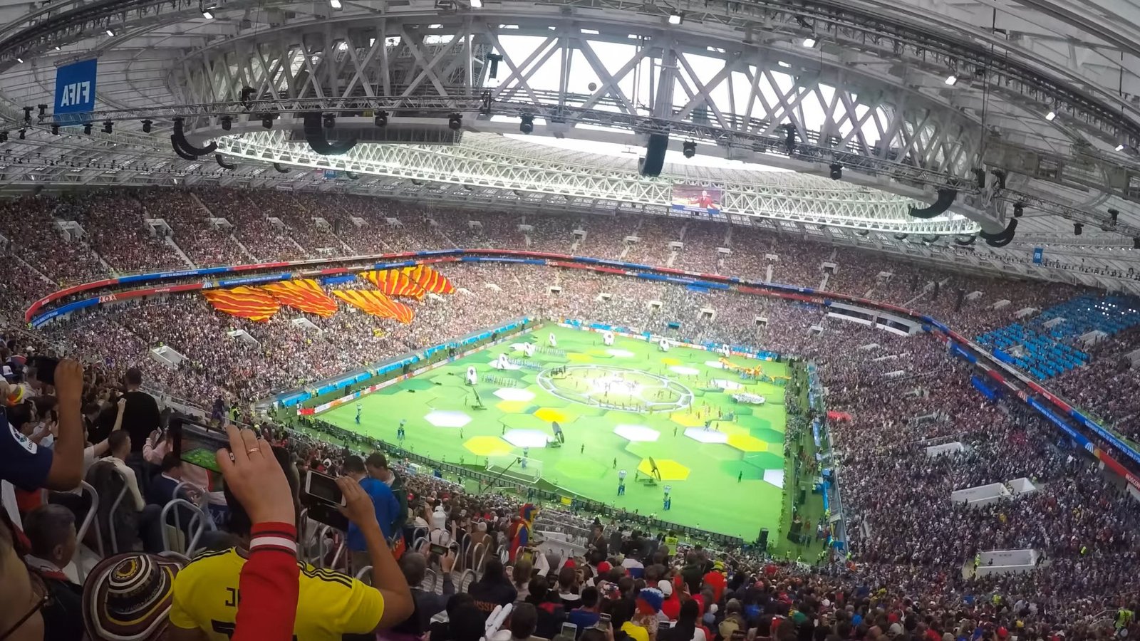 Packed FIFA World Cup stadium with global fans celebrating international football during Toronto’s vibrant summer